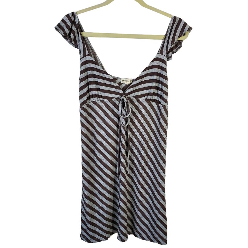 American Rag Brown & Grey Diagonal Stripe Short Dress Size Small